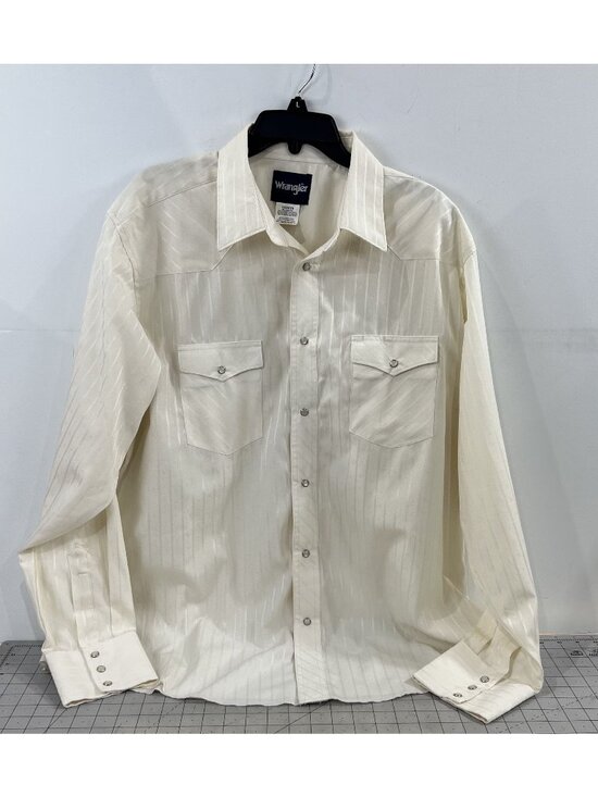Wrangler Other - Wrangler Men's XL Western Pearl Snap Shirt Beige Striped Cotton Blend Long Sleev